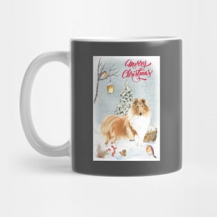 Rough Collie Dog Merry Christmas Santa Dog Mug